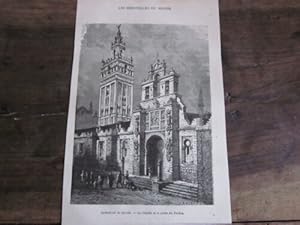 GRAVURE SUR BOIS 19 ème CATHEDRALE DE SEVILLE ESPAGNE