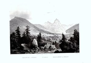 GRAVURE SUR ACIER 19ème ECROULEMENT DE GOLDAU SUISSE