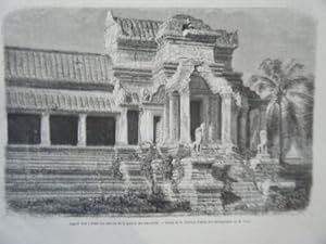 GRAVURE SUR BOIS 1864 ANGKOR CAMBODGE DESSIN DE THEROND GALERIE BAS RELIEFS