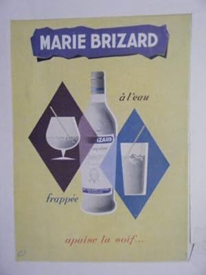 COMPOSITION COULEUR 20ème PUBLICITE MARIE BRIZARD A L' EAU