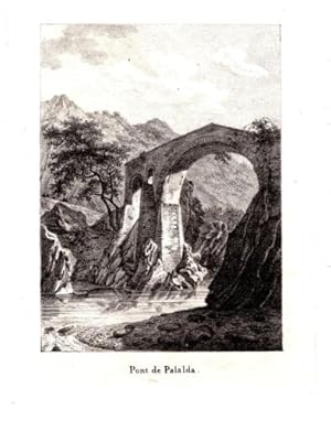 LITHOGRAPHIE 19ème PONT DE PALALDA