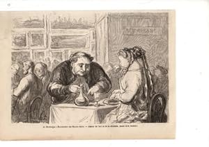 GRAVURE SUR BOIS DAUMIER 19è AU BUFFET EXPOSITION BEAUX ARTS AMOUR ART COTELETTE