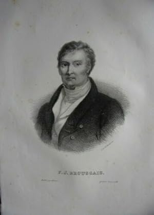 LITHOGRAPHIE DE DUCARMES 1820 F.J. BROUSSAIS MEDECIN CHIMISTE