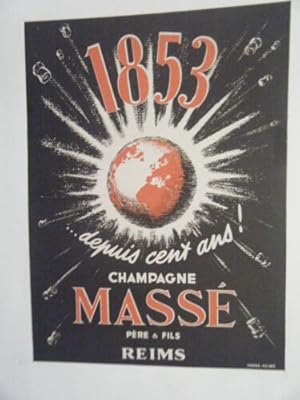 COMPOSITION COULEUR 20ème PUBLICITE CHAMPAGNE MASSE PERE ET FILS REIMS