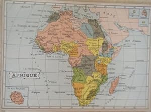 GRAVURE COULEUR DEBUT 20ème CARTE DE L' AFRIQUE