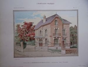 CHROMOLITHOGRAPHIE 1908 PAVILLON VERRIERES LE BUISSON ARCHITECTE TALHEIMER