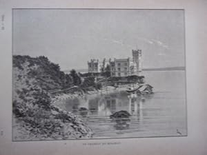 GRAVURE SUR BOIS VERS 1890 LE CHATEAU MIRAMAR ITALIE