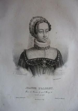 LITHOGRAPHIE DE DUCARMES 1820 JEANNE D' ALBRET MERE HENRI IV