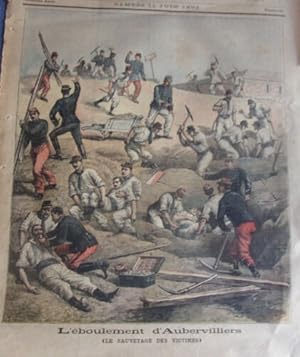 GRAVURE SUR BOIS 1892 TIREE PETIT JOURNAL EBOULEMENT AUBERVILLIERS SAUVETAGE VI