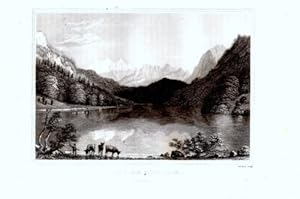 GRAVURE SUR ACIER 19ème LAC DE LUNGERN SUISSE