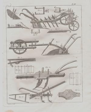 GRAVURE 18ème d' EPOQUE ENCYCLOPEDIE DIDEROT ALEMBERT AGRICULTURE CHARRUE PL III