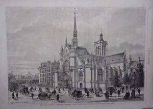 GRAVURE SUR BOIS 19è EMBELLISSEMENT PARIS BOULEVARD STRASBOURG EGLISE ST LAURENT