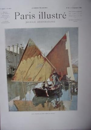 PLANCHE COULEUR SEPTEMBRE 1888 PARIS ILLUSTRE LES VOILES JAUNES TABLEAU SURAND