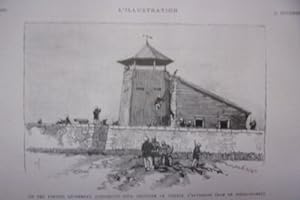 GRAVURE SUR BOIS 1886 FORTIN CONSTRUIT POUR PROTEGER VILLAGE ANTSIRANE DIEGO SUA