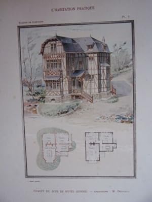 CHROMOLITHOGRAPHIE 1907 CHALET DU BOIS DE BOVES SOMME ARCHITECTE DELASSUS