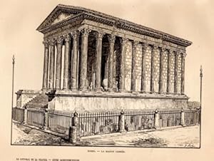 GRAVURE SUR BOIS 19ème NIMES LA MAISON CARREE