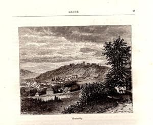 GRAVURE SUR BOIS 19ème MONTMEDY MEUSE