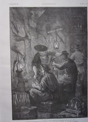 Gravure sur bois septem 1886 eaux minerales francaises source remy saint galmier