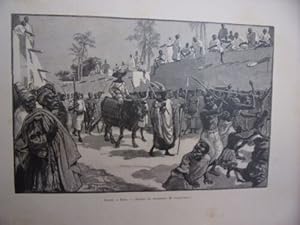 GRAVURE SUR BOIS d' APRES DESSIN DE LOUIS TINAYRE 19ème ENTREE A KONG