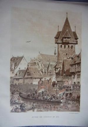 GRAVURE SCHWEITZER 1894 STRASBOURG ENTREE DES ZURICHOIS EN 1576