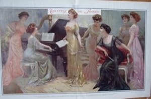 PAGE COULEUR ILLUSTRATION 1912 D' APRES LELONG TOILETTES DE SOIREE LA PIANISTE