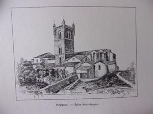 TIRAGE MODERNE d'APRES GRAVURE 19ème PERPIGNAN EGLISE SAINT JACQUES