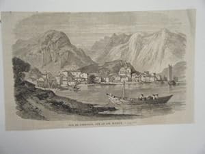 GRAVURE SUR BOIS 19ème VUE DE FERRIOLO SUR LE LAC MAJEUR ITALIE