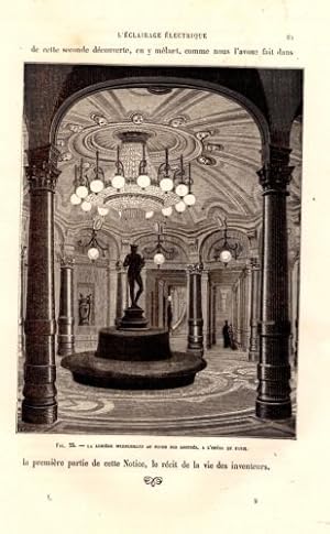 GRAVURE SUR BOIS 19ème LUMIERE WERDERMANN AU FOYER DES ABONNES A L' OPERA PARIS