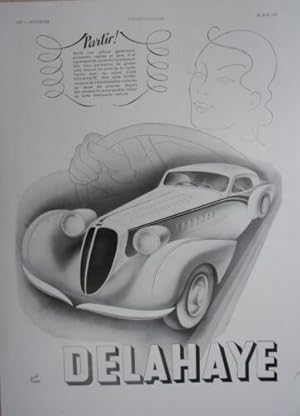 COMPOSITION 20ème 28 mai 1938 PUBLICITE VOITURE DELAHAYE