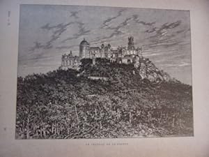 GRAVURE SUR BOIS vers 1890 LE CHATEAU DE LA PEIGNA OU PENA PORTUGAL