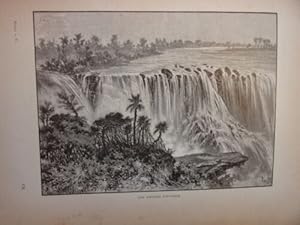 GRAVURE SUR BOIS VERS 1890 LES CHUTES VICTORIA