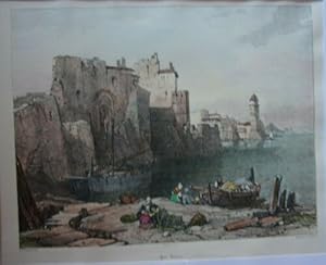 RETIRAGE 20ème D' UNE LITHOGRAPHIE AQUARELLEE DU 19ème siècle PORT VENDRES