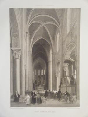 LITHOGRAPHIE 19ème PARIS DANS SA SPLENDEUR EGLISE SAINT GERMAIN DES PRES