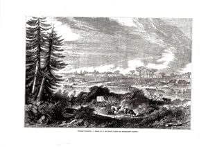 GRAVURE SUR BOIS 19ème VUE DE PHILIPPOPOLIS BULGARIE