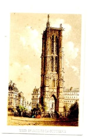 LITHOGRAPHIE 19ème TOUR SAINT JACQUES LA BOUCHERIE PARIS