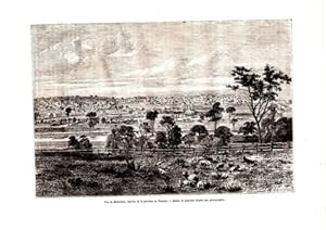 GRAVURE SUR BOIS 19ème VUE DE MELBOURNE PROVINCE DE VICTORIA AUSTRALIE