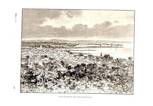 GRAVURE SUR BOIS 19ème VUE GENERALE DE FORT DE FRANCE MARTINIQUE