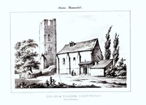 LITHOGRAPHIE 19è GUIENNE MONUMENTALE EGLISE ET CLOCHER HAUTEFAGE LOT ET GARONNE