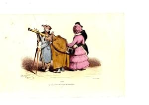 LITHOGRAPHIE COULEUR GRANDVILLE 19è VIII A VOTRE DROITE EST LE SIGNE CAPRICORNE