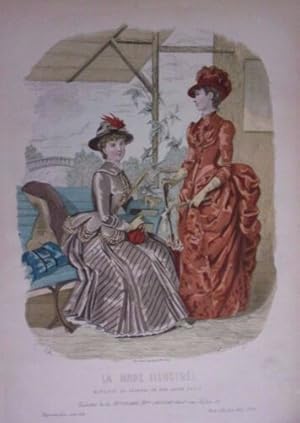 GRAVURE EN COULEUR MODE ILLUSTREE 1883 N° 40 TOILETTES FLADRY MADAME COUSSINET