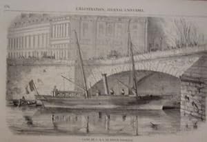 GRAVURE SUR BOIS 19ème YACHT DE S.A.I. LE PRINCE NAPOLEON