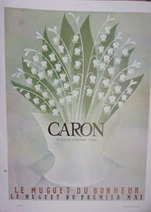 PLANCHE COULEUR 20ème PUBLICITE CARON LE MUGUET DU BONHEUR PREMIER MAI