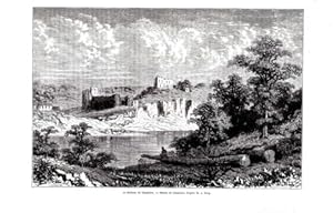 GRAVURE SUR BOIS 19ème LE CHATEAU DE CHEPSTOW PAYS DE GALLES GRANDE BRETAGNE