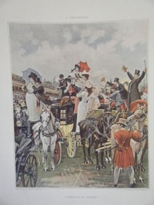 PLANCHE COULEUR D'APRES TABLEAU WERTHEIMER ILLUSTRE 1891 L' ARRIVEE DU FAVORI