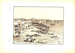 GRAVURE SUR BOIS 19ème LE PORT DE TRIPOLI LIBAN