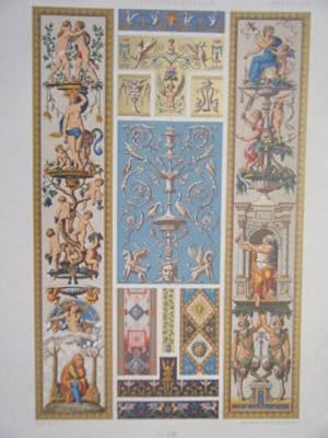 CHROMOLITHOGRAPHIE 19ème RENAISSANCE FRESQUES ET ARABESQUES DE RAPHAEL VATICAN