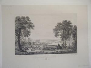 GRAVURE SUR ACIER 19ème PAYSAGE DU PO VIS A VIS PLAISANCE ITALIE 8 MAI 1796