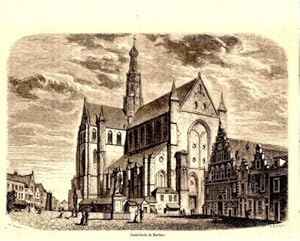 GRAVURE SUR BOIS 19ème CATHEDRALE DE HAARLEM PAYS BAS