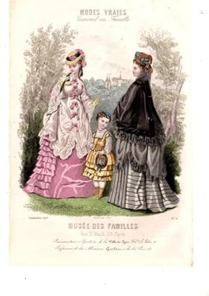 GRAVURE COULEUR MODES VRAIES ENFANTINA MUSEE DES FAMILLES N° 6 SEPTEMBRE 1873