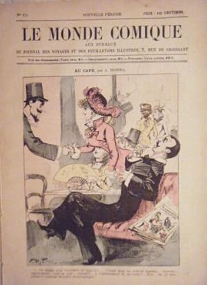 LE MONDE COMIQUE N° 121 VERS 1880 GRAVURE EN COULEUR ROBIDA AU CAFE